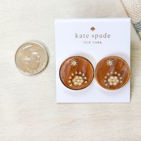 kate spade out of her shell enamel disc flower statement boho earrings - Picture 3 of 3